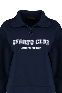 TRENDYOLMILLA Lacivert Regular/Normal Kal?p Sloganl? Fermuarl? Kal?n Ici Polarl? Sweatshirt TWOAW23SW00703  фото 7