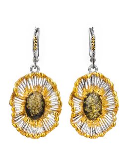 Нарядные серьги из янтаря зелёного цвета Бахчисарай