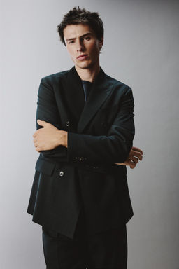 DOUBLE-BREASTED WOOL BLEND SUIT BLAZER - Zara фото 14