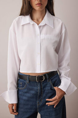 Beyaz Regular Manset Detayl? Dokuma Gomlek TWOAW26GO00005 - Trendyolmilla фото 3