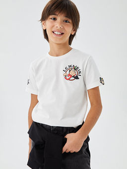 Bisiklet Yaka Nostaljik Maymun Bask?l? K?sa Kollu Unisex ?ocuk Ti??rt