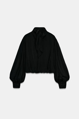 DRAPED BALLOON SEMI-SHEER TOP - Zara фото 8