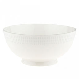 Облако Салатник фарфоровый 1,6л, д20,4см, h9,6см, на ножке, рельефный декор - голубой, отводка, белый (Китай)