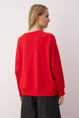 K?rm?z? Relaxed/Rahat Kal?p Basic Reglan Kol Bisiklet Yaka Orme Sweatshirt TWOAW26SW00030 - Trendyolmilla фото 4