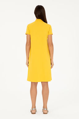 Женское шафрановое трикотажное платье Неожиданная скидка в корзине - U.s. polo assn фото 4