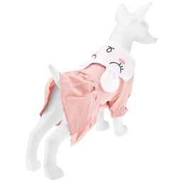 Пэт тойс (Pet toys) Одежда для собаки Платье Зайка с принтом, с вышивкой, на кнопках р-р L, длина спинки 35см/обхват груди 44см/обхват шеи 34см, цвет-розовый, 100% полиэстер (Китай) - Домашняя мода фото 3