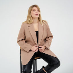 Пиджак женский MIST plus-size, размер 56, бежевый