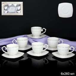 Чайный набор 12 предметов 260 мл на ножке со стразами / GA1-12G /уп 8/ костяной фарфор - ГалеонТрейд фото 2
