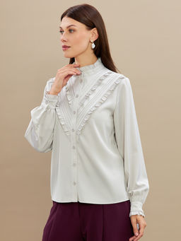 Блузка с рюшами OD-884-6 серо-коричневый