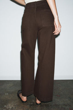 JEANS ZW COLLECTION TAILORED WIDE LEG TIRO ALTO / Chocolate - Zara фото 3