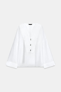 CAMISA KIMONO 100% LINO / Blanco