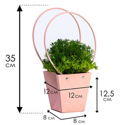 Цена за 10 шт. Сумка для цветов тиснение пудра влагостойкая, 12x12-8x8-12.5 см