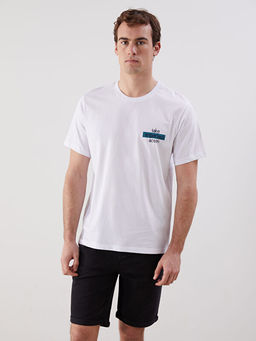 Bisiklet Yaka Bask?l? Penye Erkek Ti??rt