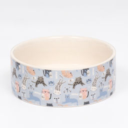 Миска керамическая Абстракция котов 300 мл - 11.511.55 см, голубая/белая - Пижон фото 2