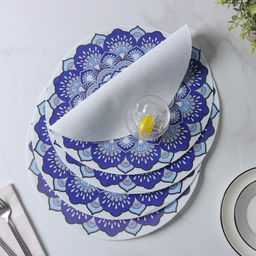 Набор салфеток сервировочных Доляна Силия, d=38 см, 4 шт, цвет синий  фото 4