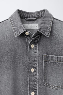 CAMISA DENIM BOLSILLOS / Gris - Zara фото 4
