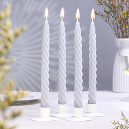 Набор свечей витых, 2.3×24.5 см, 5 ч, 50 г, 4 шт., серый