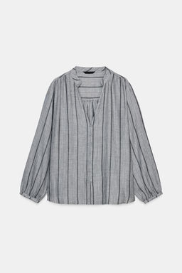 WOVEN STRIPED BLOUSE - Zara фото 5