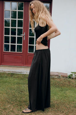 PANTAL?N PALAZZO FLUIDO CORD?N / Negro - Zara фото 3