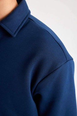 Толстовка комфортного кроя с воротником-поло - Defacto фото 8