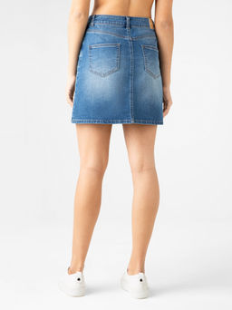 CONTE Джинсовая mini-юбка А-силуэта CON-357 mid blue