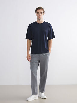 Bisiklet Yaka Bask?l? Penye Erkek Ti??rt