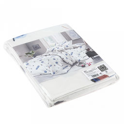 Постельное белье, комплект 1,5 спальный "Перышко", 3 предмета: пододеяльник 145х215см, простыня 150х220см, 1 наволочка 50х70см с клапаном-запахом, микрофибра 80г/м2, упаковка "эконом" ПВХ 32х41см, "Домашняя мода" (Россия)