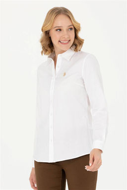 Женская белая базовая рубашка с длинным рукавом - U.s. polo assn фото 3