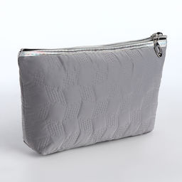 Косметичка на молнии простая, мягкая, серая