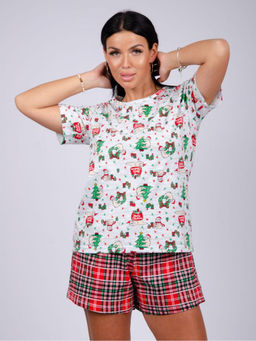 Пижама Праздник шорты, трикотаж - Малина фото 5