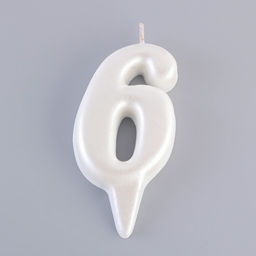 Свеча для торта «Овал» цифра 6, большая, жемчужный, 5.5 см