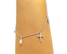 Браслет на ногу из серебра куб.циркон., ТФБ-1105