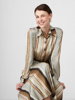 Платье из принтованной атласной ткани - Tantino фото 15