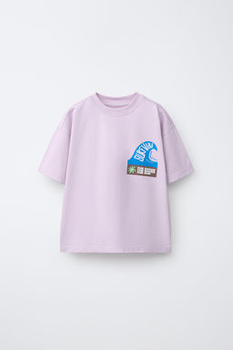 CAMISETA ESTAMPADO SURF / Lila / Blanco
