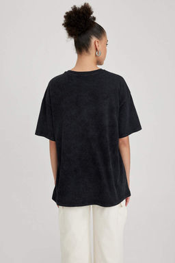 Футболка оверсайз Cool Wednesday с короткими рукавами из 100% хлопка, стираная с эффектом потертости - Defacto фото 5