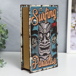 Шкатулка книга - сейф «Сёрфинг. Стиль жизни», дерево, искусственная кожа, 21×13×5 см