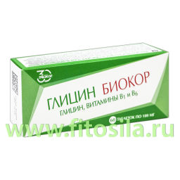 Глицин с витаминами В1 и В6, №60х0,18г