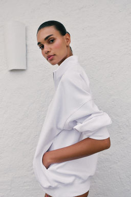 SUDADERA OVERSIZE CREMALLERA / Blanco - Zara фото 3