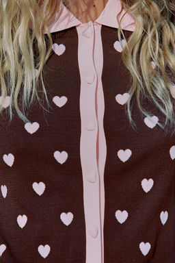 CHAQUETA PUNTO CORAZONES MANGA CORTA / Marr?n - Zara фото 3