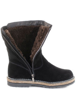 Полусапоги женские на войлочной подошве, Замша, овчина, войлок, лепесток