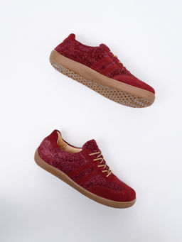 Кеды босоногие натуральная замша бордовые 184.natabr.Бордовая замша+бордовый джангл/Кожа