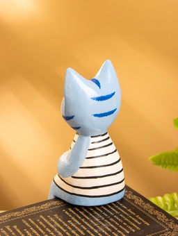 Сувенир «Кот сидячий», 6×6×15 см, дерево, голубой