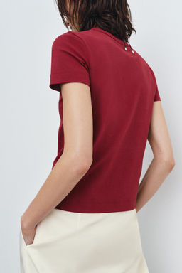 CAMISETA INTERLOCK MANGA CORTA / Granate - Zara фото 4