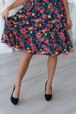 Платье женское из кулирки Люси красно-желтые цветы - Амадэль фото 5