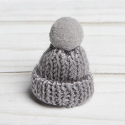 Шапка для игрушек вязаная с помпоном, набор 5 шт., цвет серый - Simaland фото 2