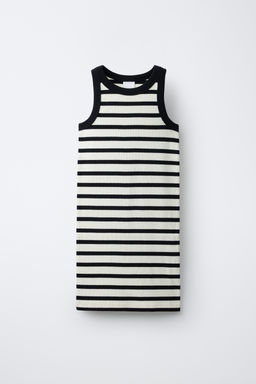 VESTIDO RIB RAYAS / Negro / Crudo