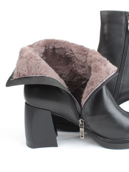 04-M3-1464 BLACK Ботильоны зимние женские (натуральная кожа, натуральный мех)