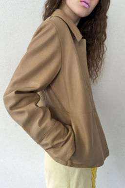 BLAZER ENTALLADA PIEL 100% / Piedra - Zara фото 11