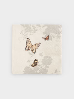 Салфетки бумажные, 21х21 см, 20 шт, квадратные, белые, Бабочки, Butterfly garden