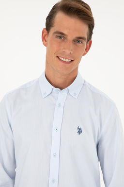 U. S. Polo Assn / Мужская голубая базовая рубашка с длинным рукавом - U.s. polo assn фото 2